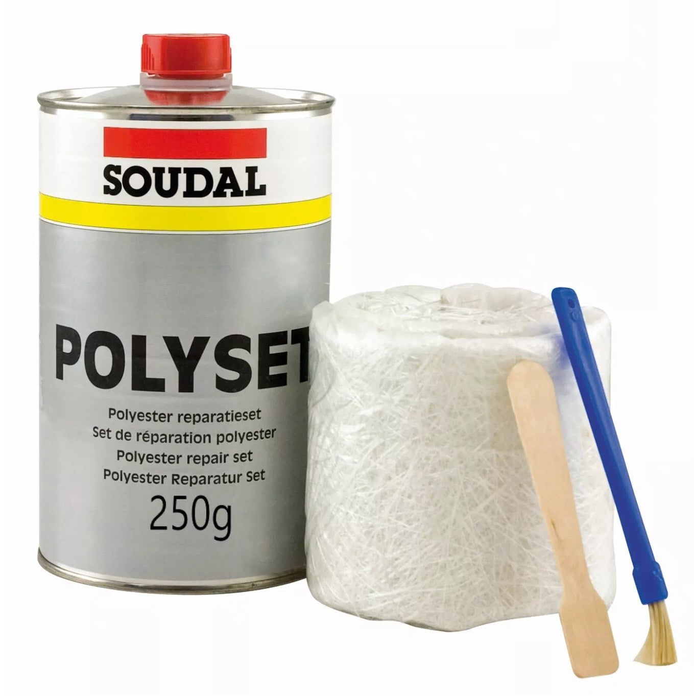 Soudal Fibre Glass Repair Kit GRP Resin Matting Glass Fibre - 250G