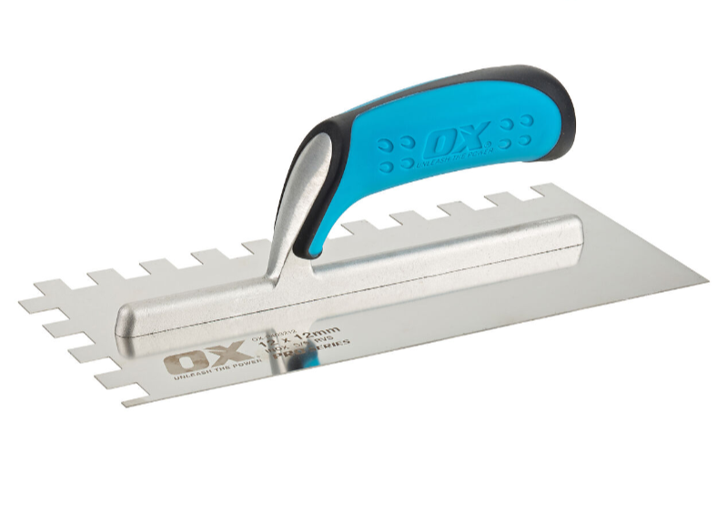 Ox Notched Stainless Steel Tiling Trowels 6mm, 8mm, 10mm, 12mm - Square Notch