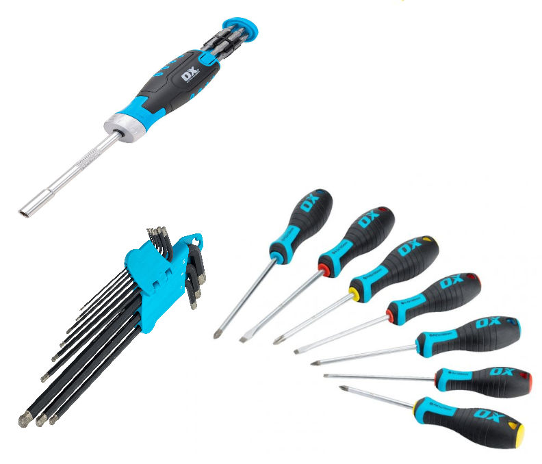 OX Tools - Screwdriver Set, Ratchet Screwdriver, Diamond Hex Key Set