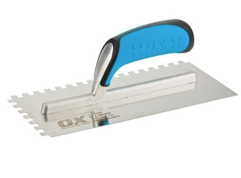 Ox Notched Stainless Steel Tiling Trowels 6mm, 8mm, 10mm, 12mm - Square Notch