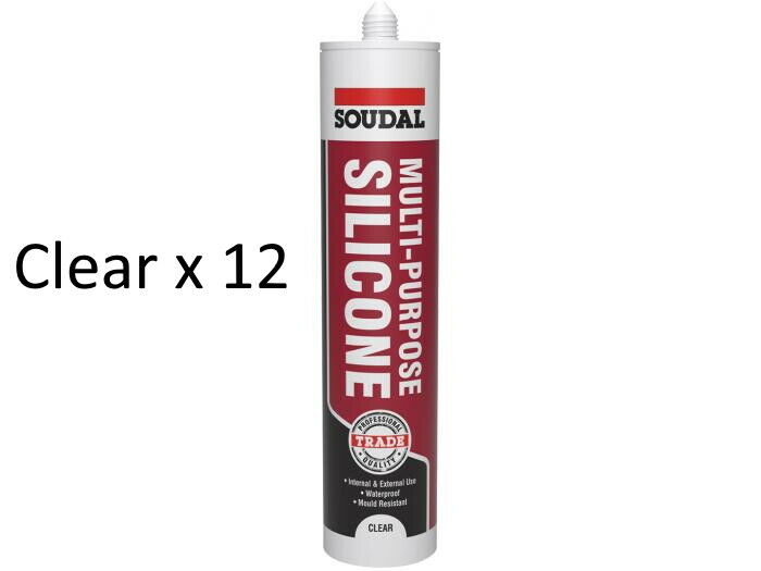 Soudal Multi-Purpose Silicone Sealant Trade White Clear Black Brown Grey x 12