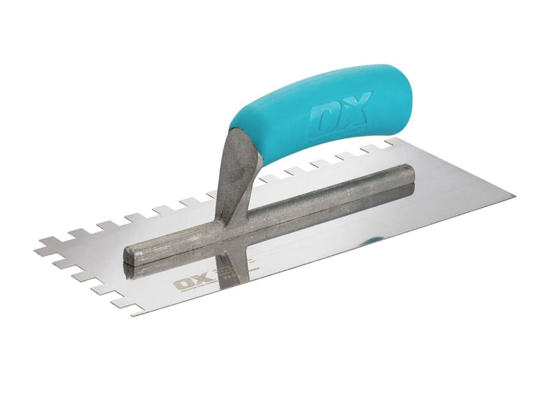 Ox Notched Stainless Steel Tiling Trowels 6mm, 8mm, 10mm, 12mm - Square Notch