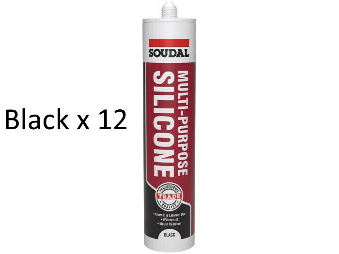 Soudal Multi-Purpose Silicone Sealant Trade White Clear Black Brown Grey x 12