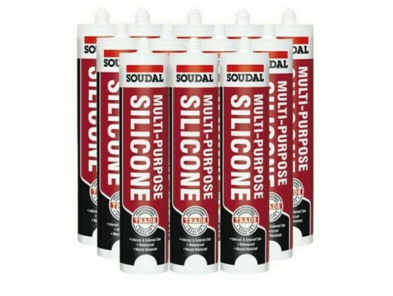 Soudal Multi-Purpose Silicone Sealant Trade White Clear Black Brown Grey x 12