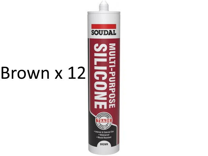 Soudal Multi-Purpose Silicone Sealant Trade White Clear Black Brown Grey x 12