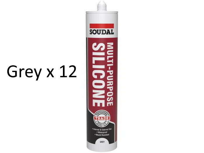 Soudal Multi-Purpose Silicone Sealant Trade White Clear Black Brown Grey x 12