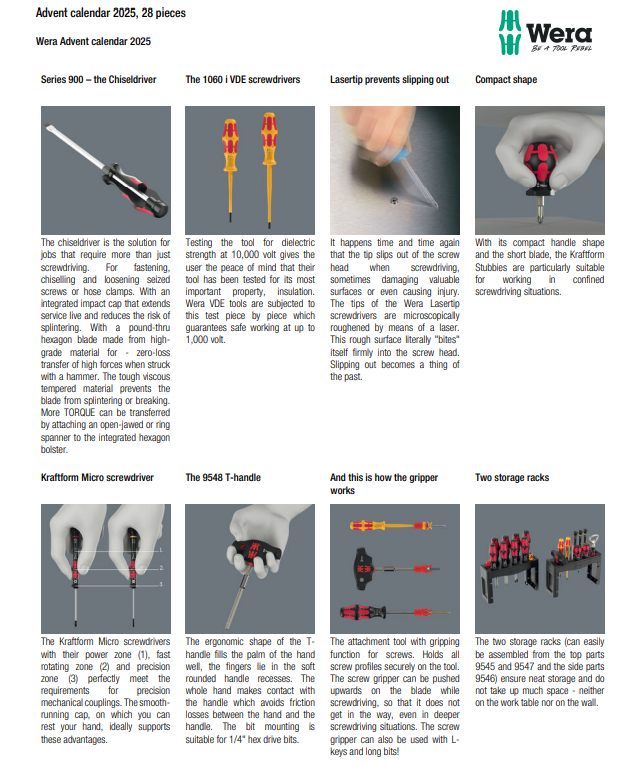 Wera screwdriver set advertisement with product images and text.