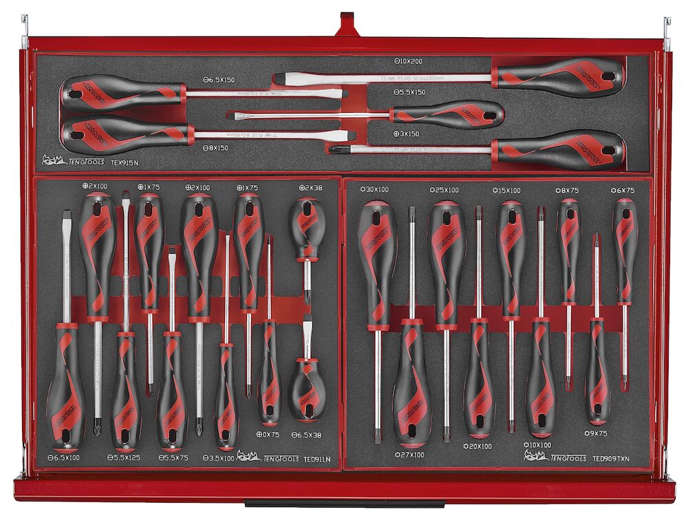 Teng Tools TKS26R418F 26" PRO35™ stack FOAM tool kit 418 pieces red