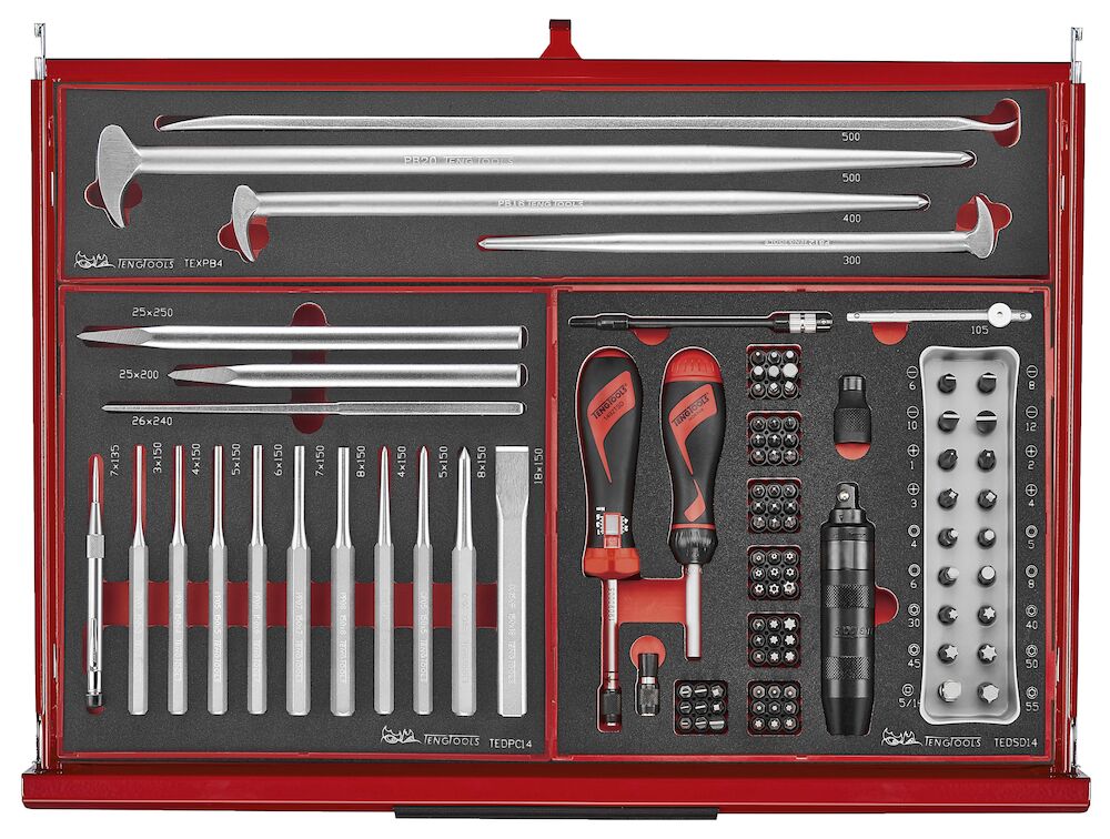 Teng Tools TKS26R418F 26" PRO35™ stack FOAM tool kit 418 pieces red