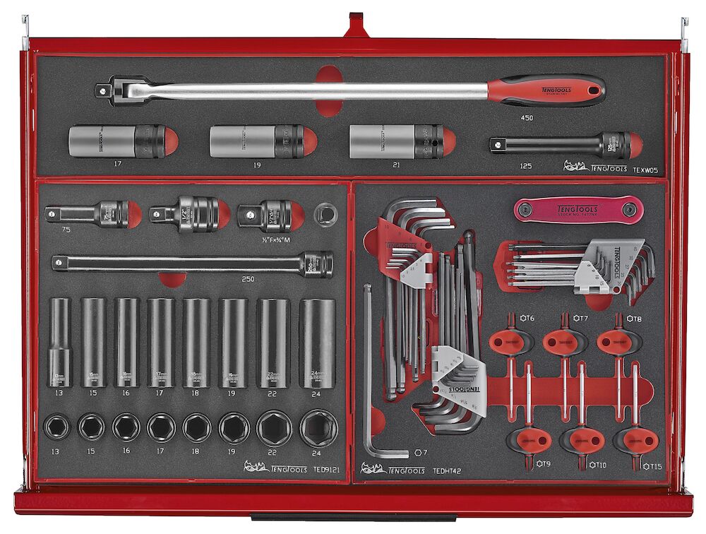 Teng Tools TKS26R418F 26" PRO35™ stack FOAM tool kit 418 pieces red