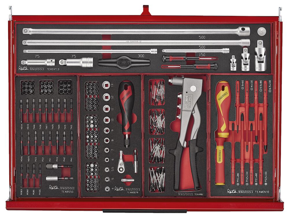 Teng Tools TKS53R1133F 53" PRO35™ Monster stack FOAM tool kit 1133 pieces red