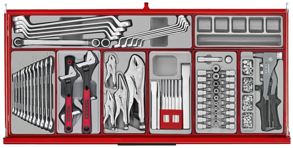 Teng Tools TKW37R595T 37" PRO35™ Roller Cabinet Tool Kit 595 Pieces Red