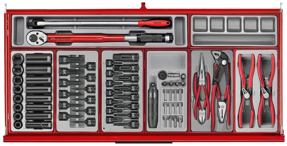 Teng Tools TKW37R595T 37" PRO35™ Roller Cabinet Tool Kit 595 Pieces Red