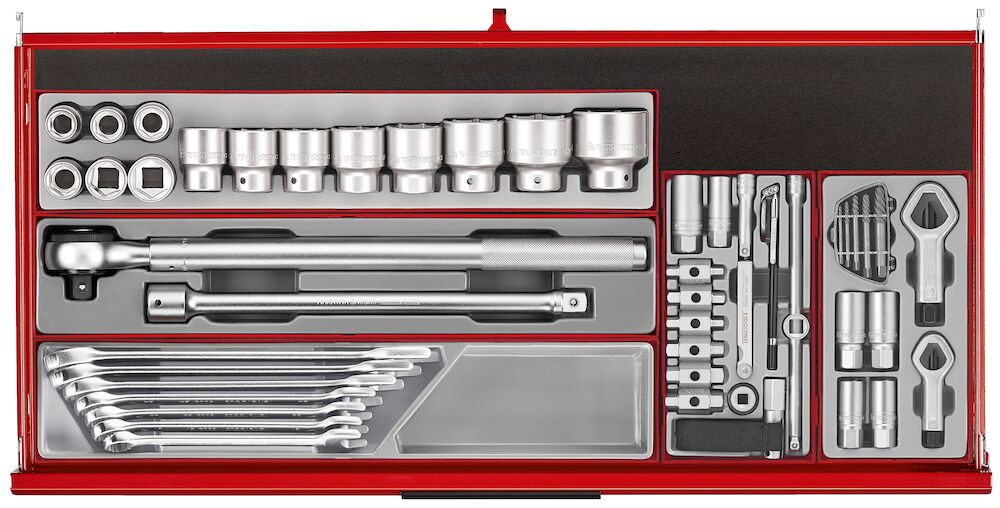 Teng Tools TKW37R595T 37" PRO35™ Roller Cabinet Tool Kit 595 Pieces Red