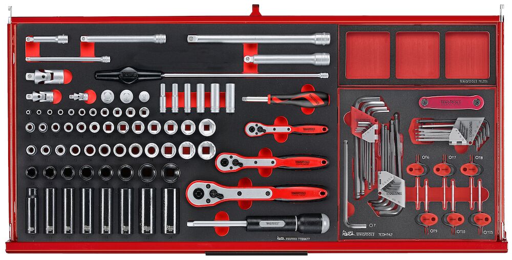TKW37R637F 37" PRO35™ Roller Cabinet FOAM Tool Kit 637 Pieces Red