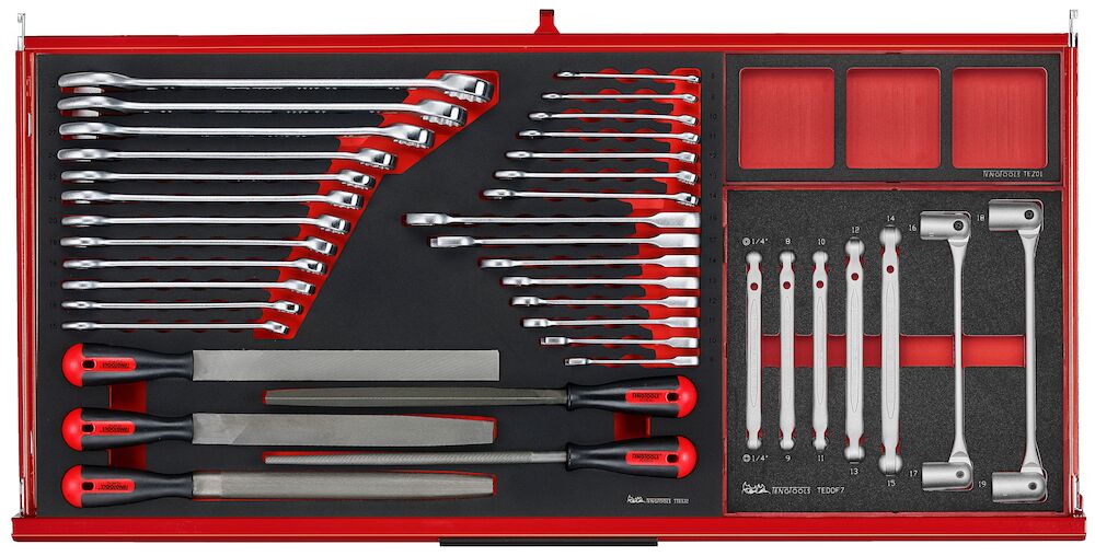 TKW37R637F 37" PRO35™ Roller Cabinet FOAM Tool Kit 637 Pieces Red