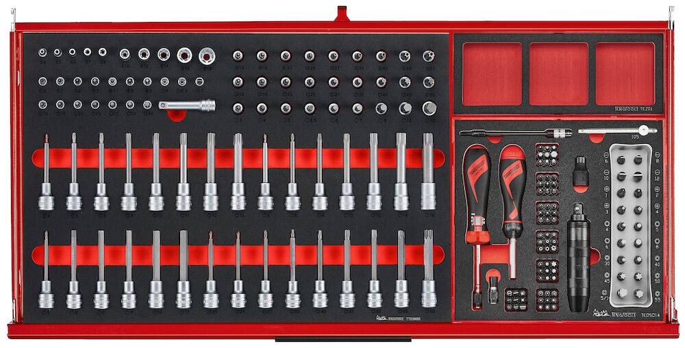 TKW37R637F 37" PRO35™ Roller Cabinet FOAM Tool Kit 637 Pieces Red