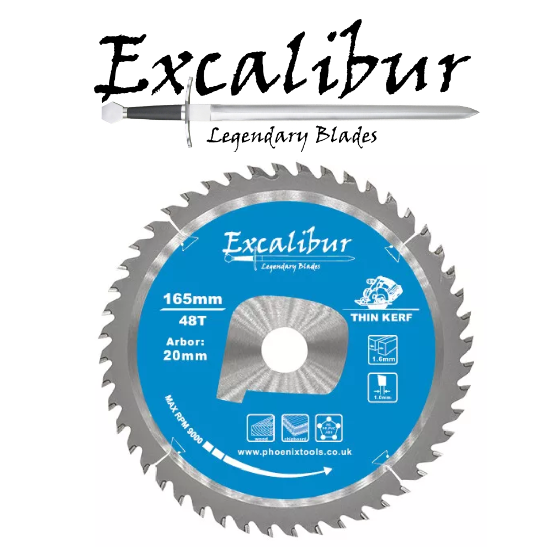 Excalibur Circular Saw Blades 165mm - 24 Teeth or 48 Teeth - 20mm Bore
