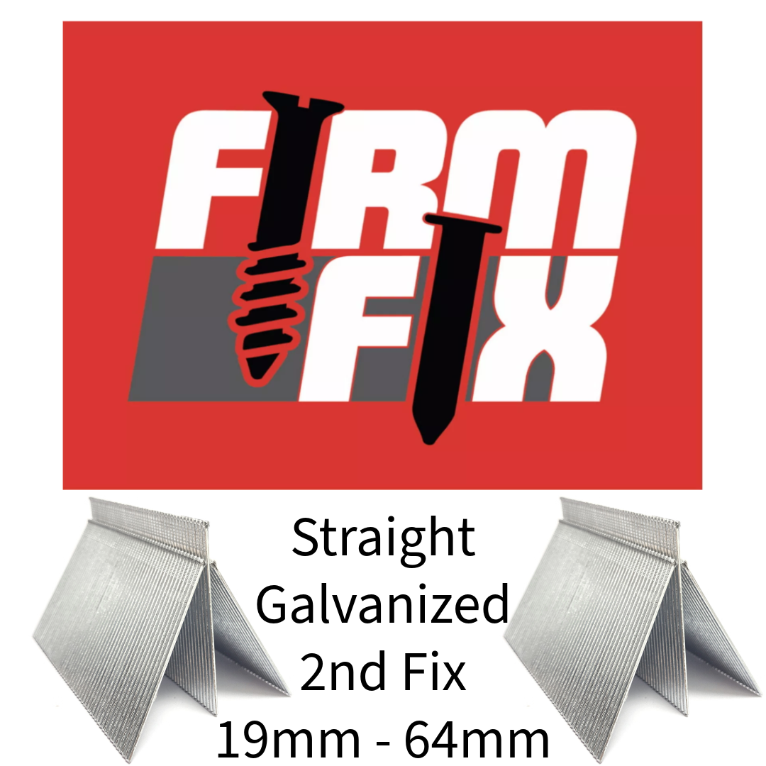 Straight Galvanized 2nd Fix Brad Pins 16 Gauge 19mm - 64mm Box of 2,000 With or Without Fuel Cells