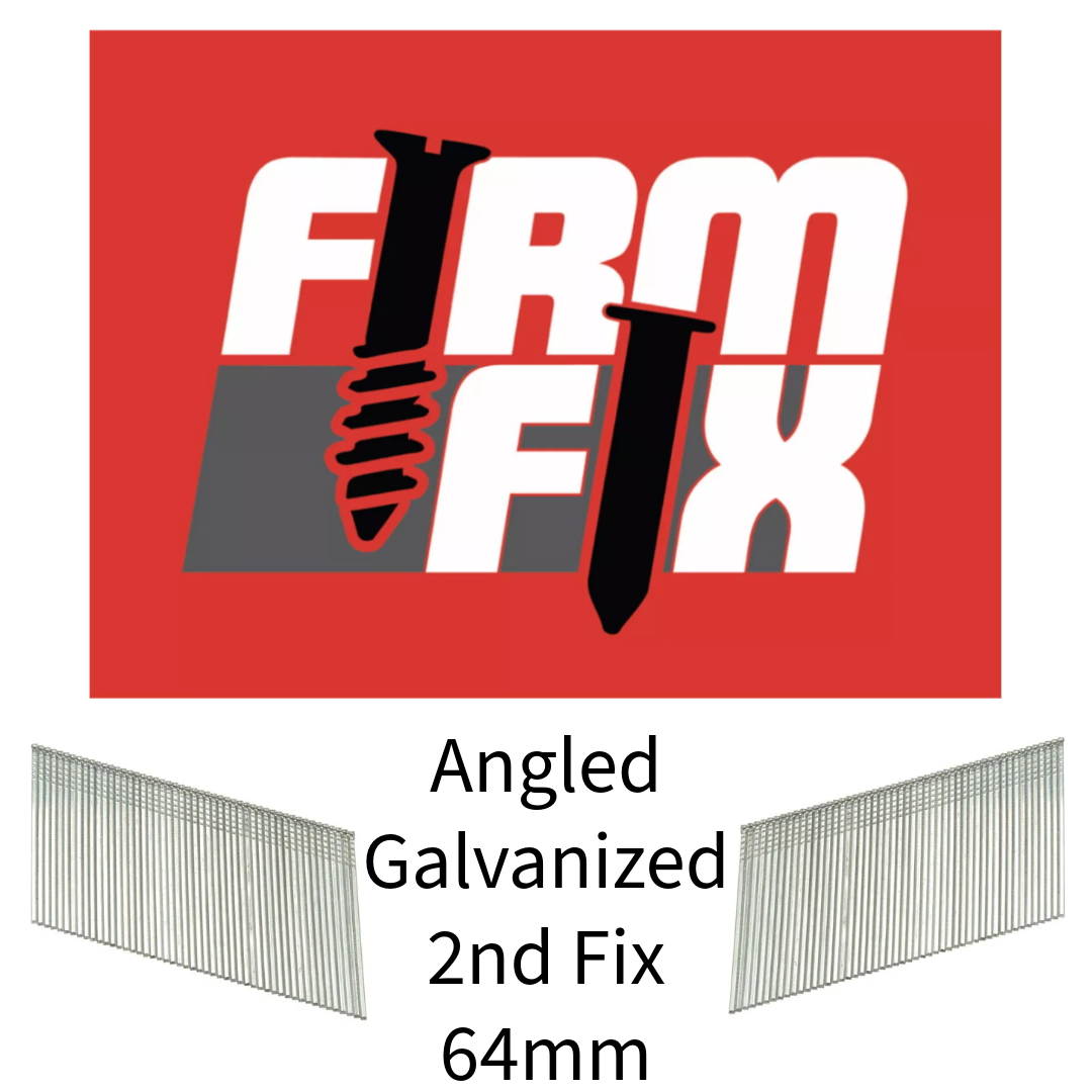 Angled Galvanized 2nd Fix Brad Pins 16 Gauge 32mm - 64mm Box of 2,000 With or Without Fuel Cells