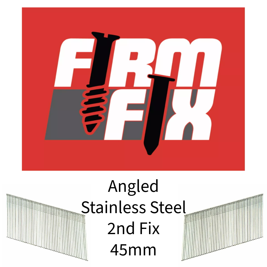 Angled Stainless Steel 2nd Fix Brad Pins 16 Gauge 32mm - 64mm Box of 2,000 With or Without Fuel Cells