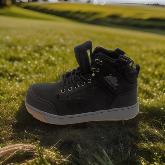 Rhino boots Outback Black Safety Work Boots FULL GRAIN Leather Like Switchback