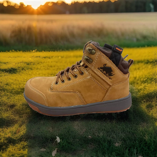 Rhino boots Outback Honey Safety FULL GRAIN LEATHER Work Boots Water Resistant