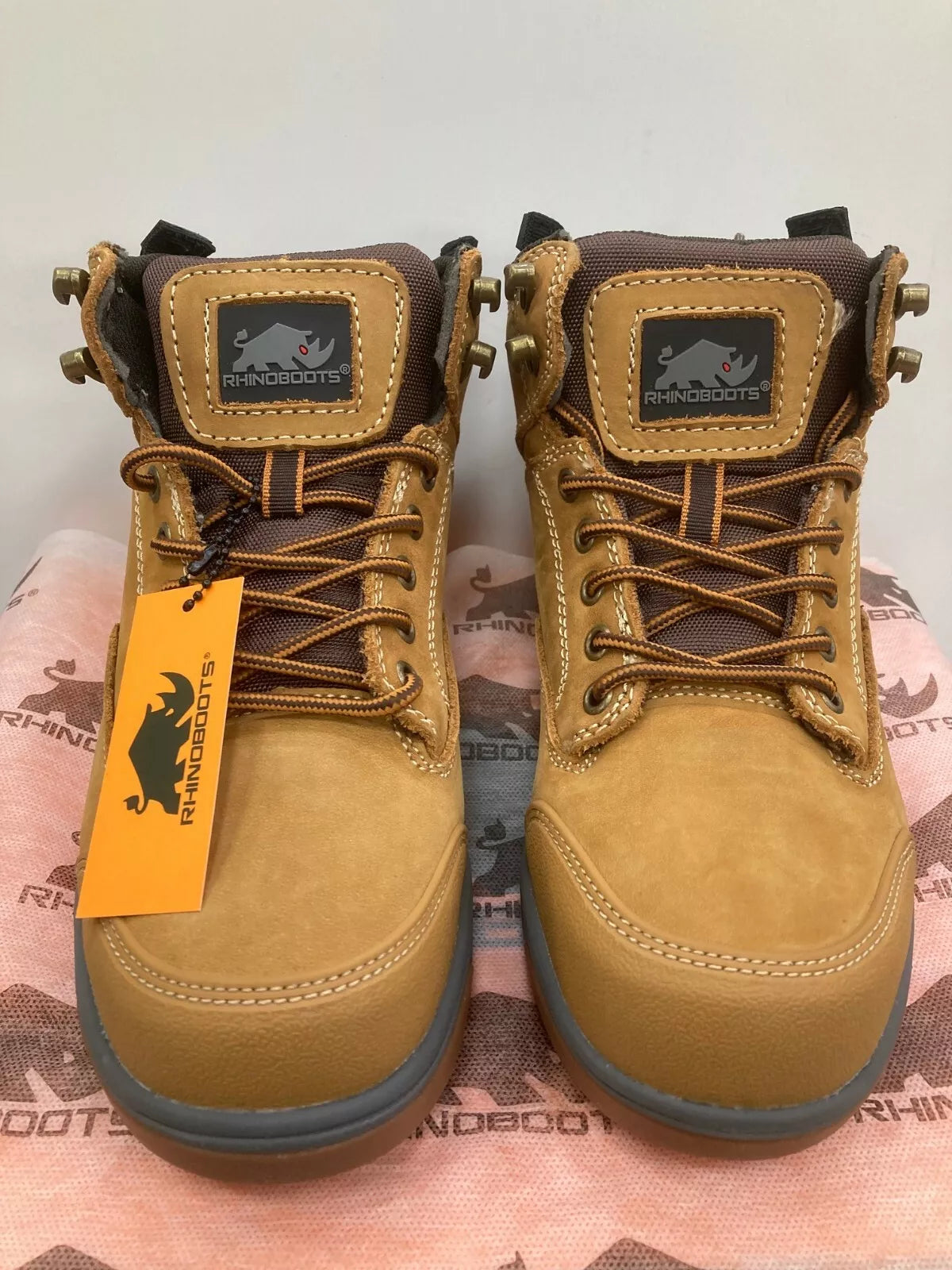Rhino boots Outback Honey Safety FULL GRAIN LEATHER Work Boots Water Resistant
