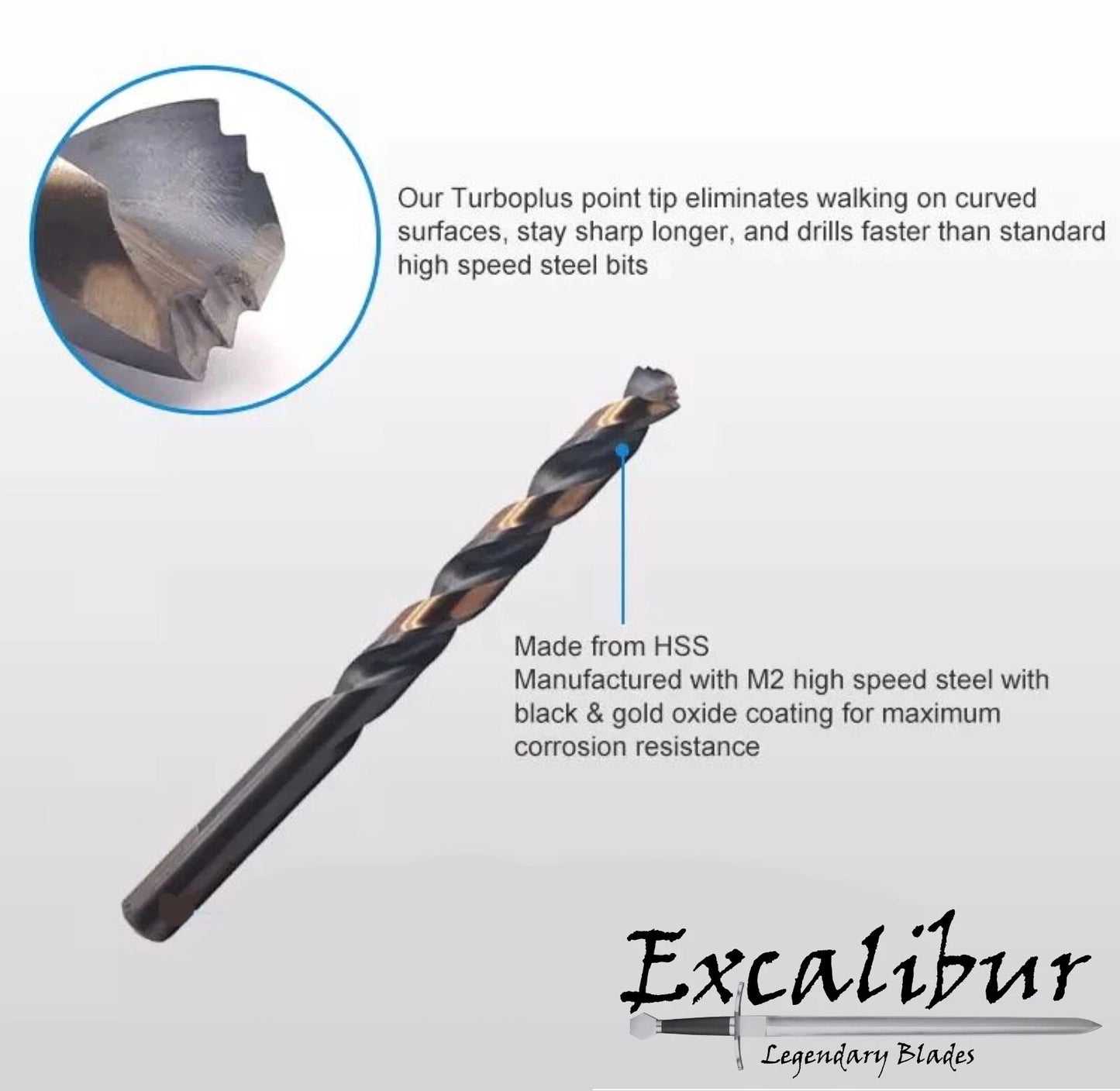Excalibur Extreme Turboplus HSS M2 Precision Ground Cobalt Metal Drill Bits 3mm - 13mm