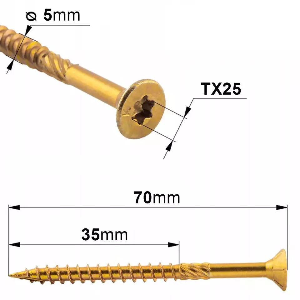 Torx Cutter Wood Screw Tubs 5.0 x 70mm x200 Screws