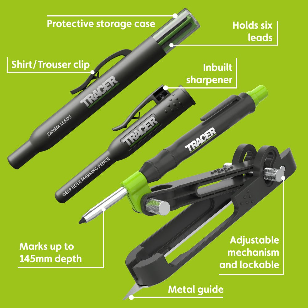 Tracer APST2 Scribe Tool Deep Hole Pencil with Replacement Lead Holster