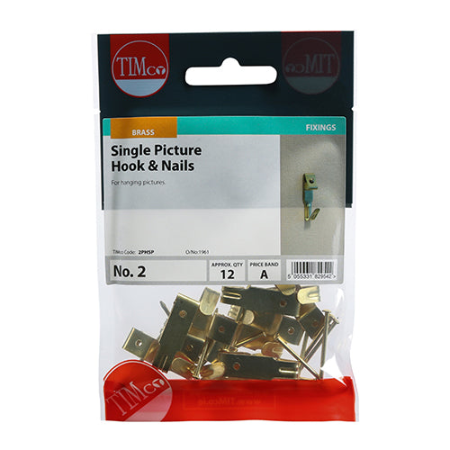 Picture Hanging Hooks - Single - Electro Brass