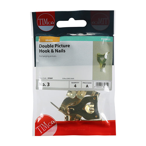 Picture Hanging Hooks - Double - Electro Brass
