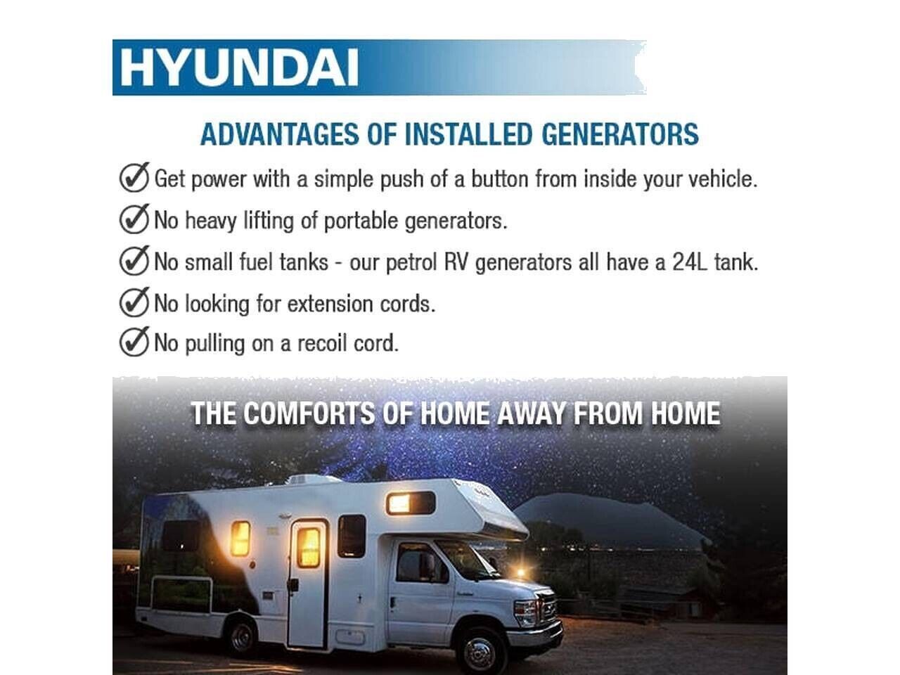 Hyundai HY8000RVi Motorhome RV Petrol Inverter Generator Caravan
