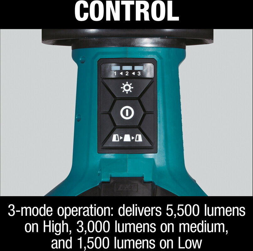 Makita DML810/2 18V LXT Li‑Ion Cordless Self Righting 5500 Lumen LED Site Light
