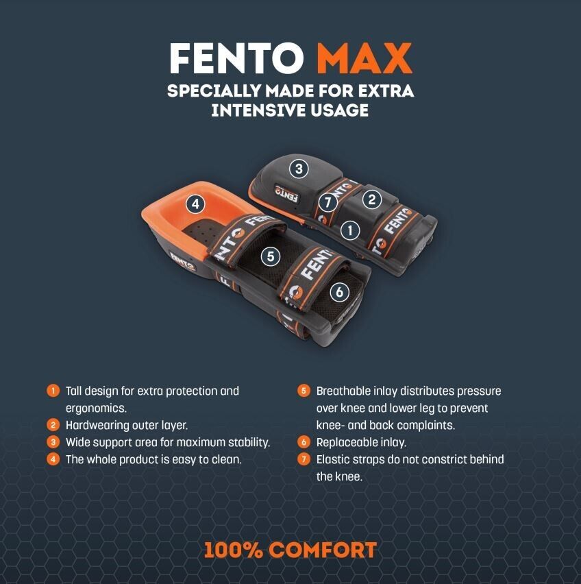 Fento Max Knee Pad - Black/Orange OSFA PPE 35277
