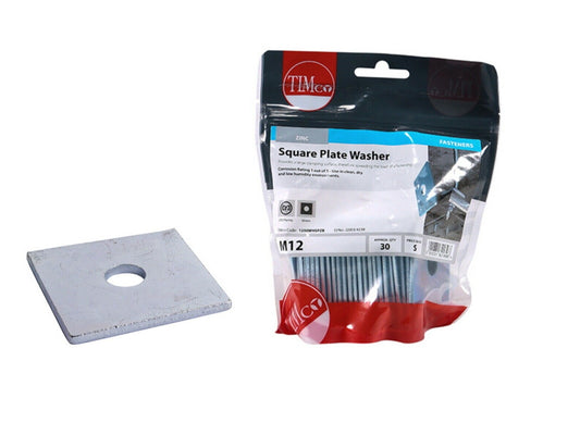 Square Plate Washer Zinc Plated 12mm 50mm Pack of 30