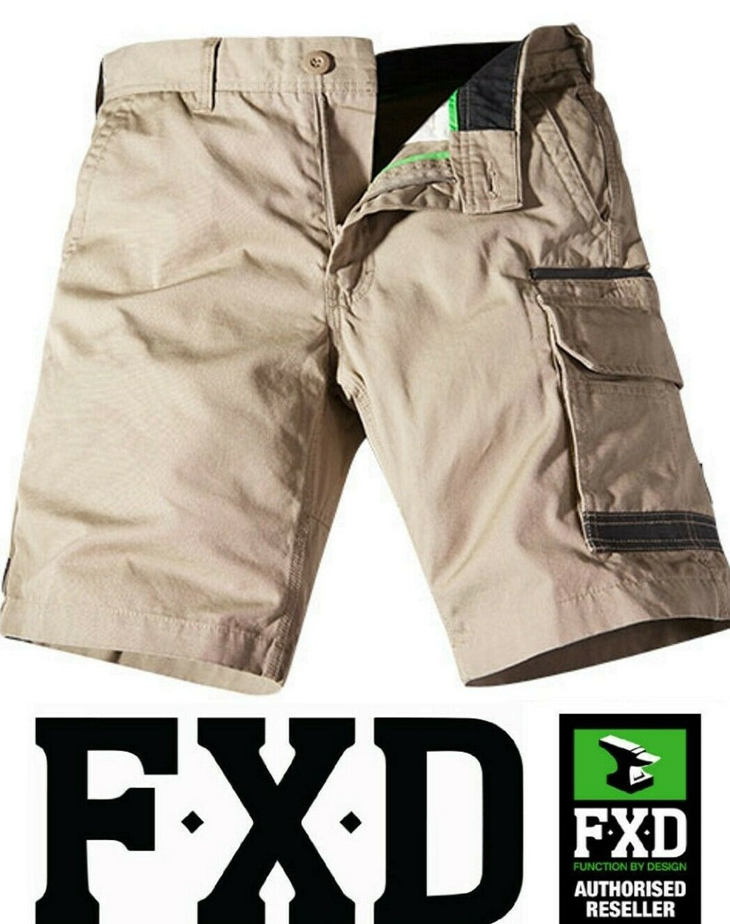 FXD WS-1 Khaki Work Shorts Duratech Workwear 30"-38"