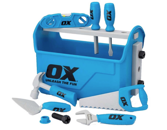 Ox Tools T610101 Pro Plastic Children's Toy Tool Set 8 x Tools and Tote Toolbox