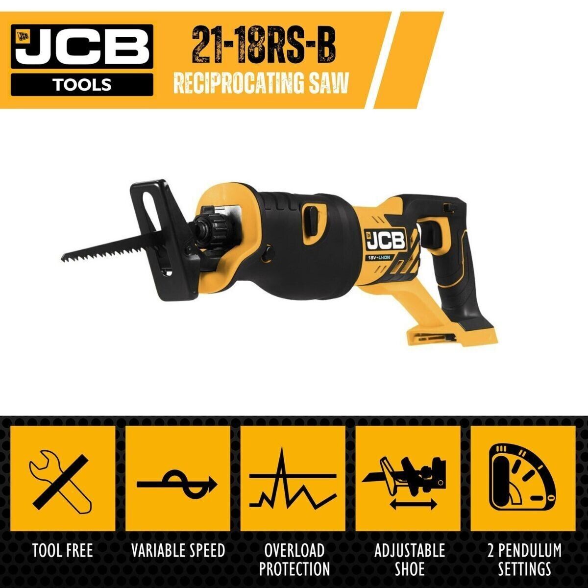 JCB 21-18RS-B 18V Cordless Reciprocating Saw Body Only