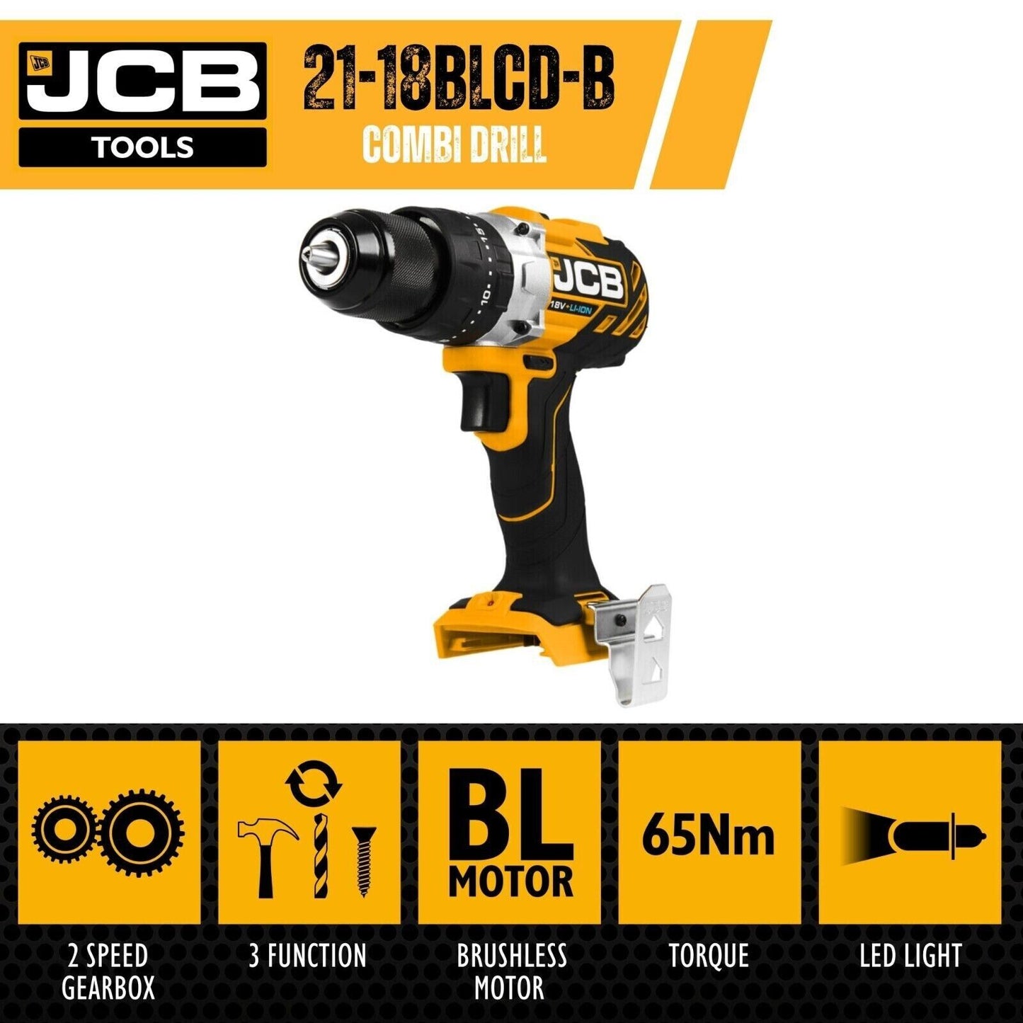JCB 18V Brushless Combi Drill Body 21-18BLCD-B