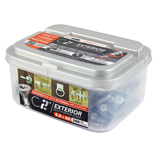 C2 Exterior Strong-Fix Multi-Purpose Premium Screws - PZ - Double Countersunk - Silver, 6.0 x 100