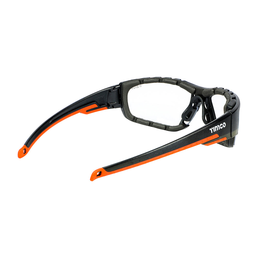 Sports Style Safety Glasses - With Foam Dust Guard - Clear, One Size