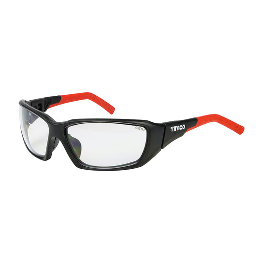 Sports Style Safety Glasses - With Adjustable Temples - Clear, One Size