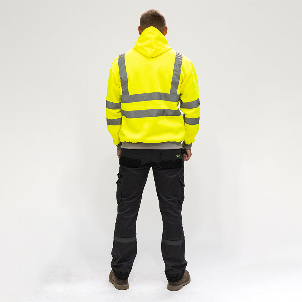 Hi-Visibility Sweatshirt with Hood - Yellow, X Large