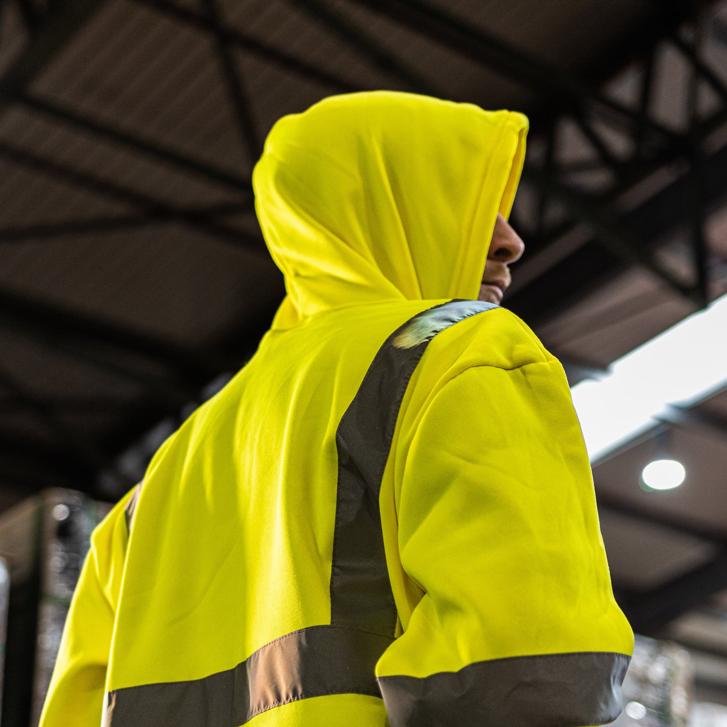 Hi-Visibility Sweatshirt with Hood - Yellow, X Large