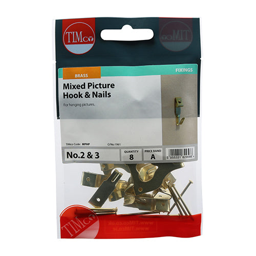 Mixed Picture Hanging Hooks - Electro Brass