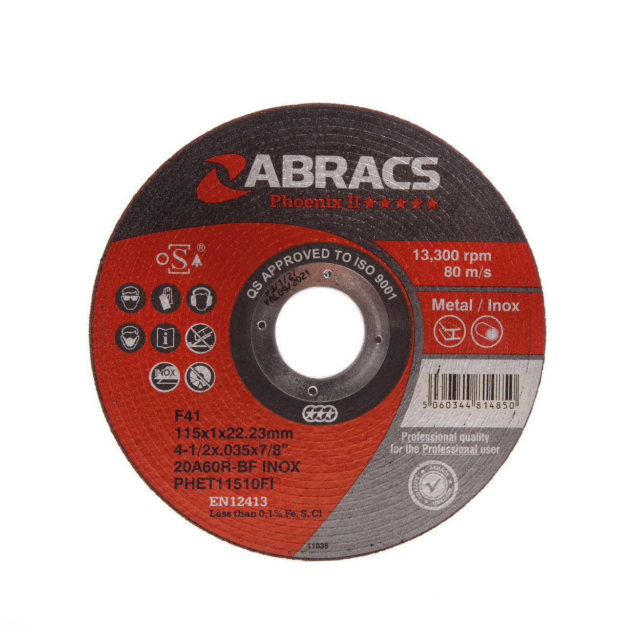 Abracs Phoenix Extra Thin Metal Cutting Disc 115mm x 1mm (10 Pack)