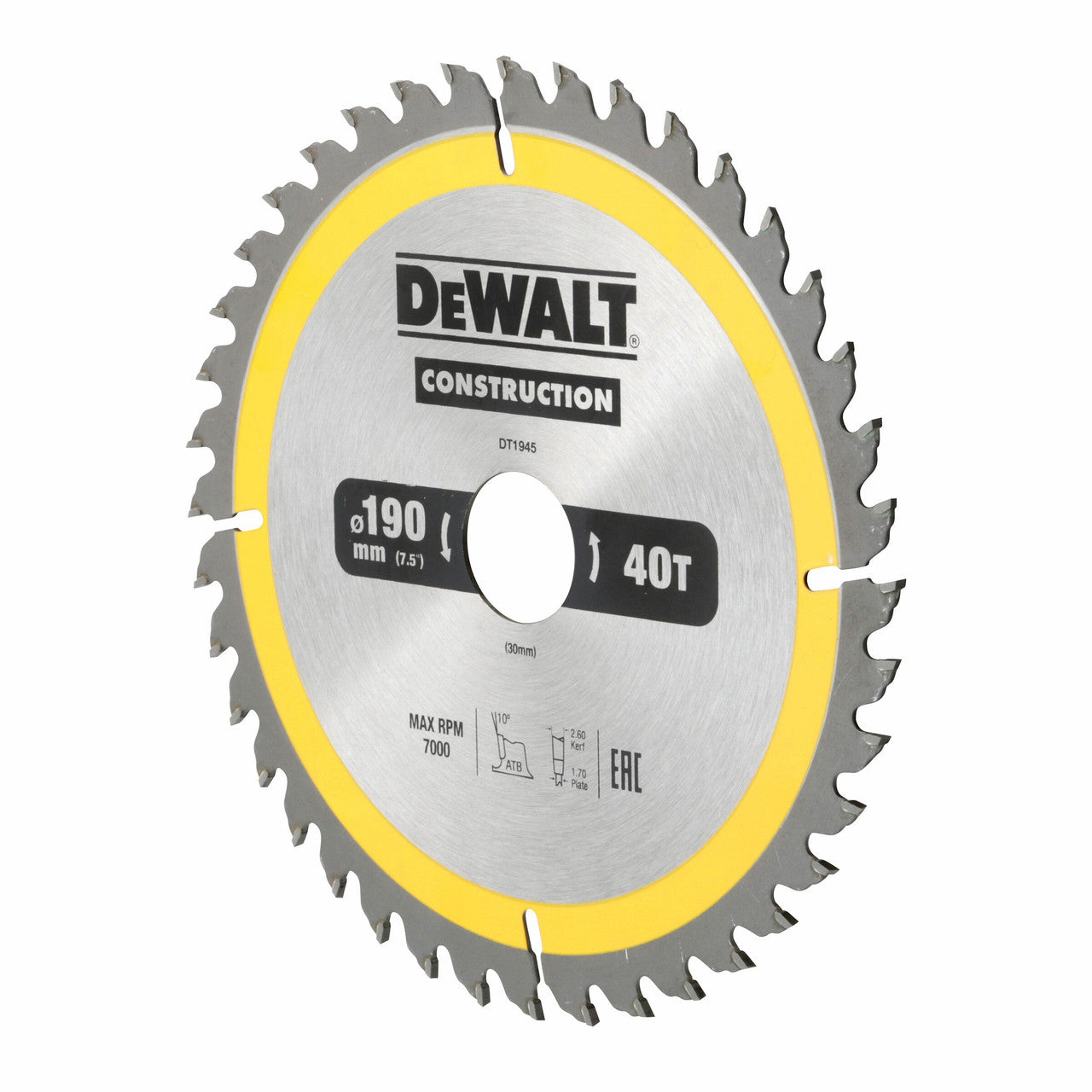 Dewalt DT1945 Construction Circular Saw Blade 190 x 30mm x 40T