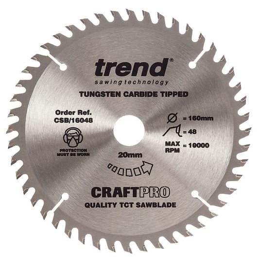 Trend CSB/16048 CraftPro Saw Blade for Wood 160 x 20mm x 48T